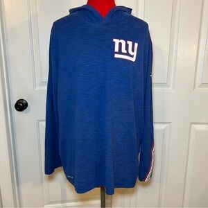 Nike Heathered Royal Blue NY Giants Long Sleeve Hooded T-Shirt Mens L